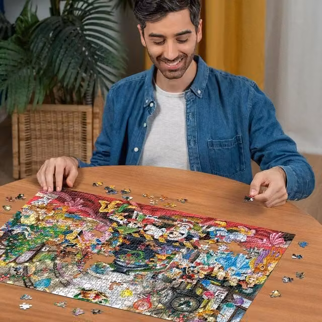 Disney All Aboard for Christmas 1000 Piece Jigsaw Puzzle in Multicolour and Yellow