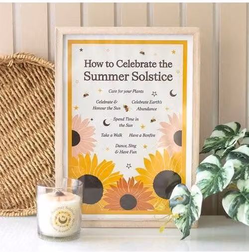 KDMD How to Celebrate the Summer Solstice Multicolour Floral Framed Wall Art Print in White