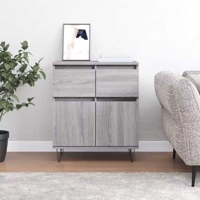 Berkfield Home Grey Sonoma Sideboard in Engineered Wood, W/D/H: 60 x 35 x 70 cm