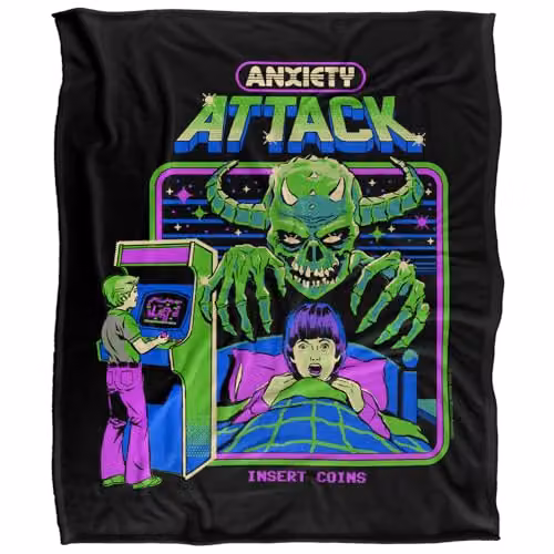 Steven Rhodes Anxiety Attack Super Soft Fleece Throw Blanket, Multicolour, W/D/H: 152 x 127 cm – 5