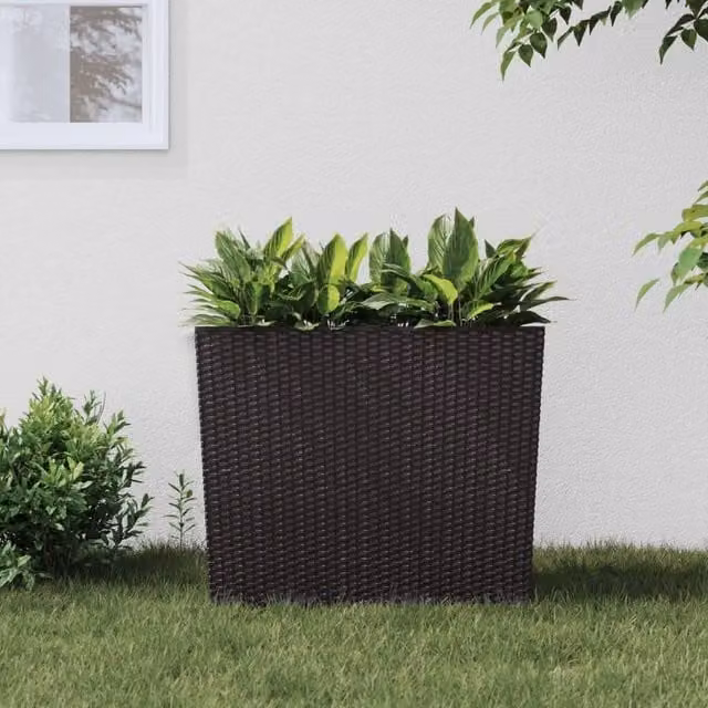 Berkfield Home Brown Rattan Planter with Removable Inner Tub, 44 L – 1