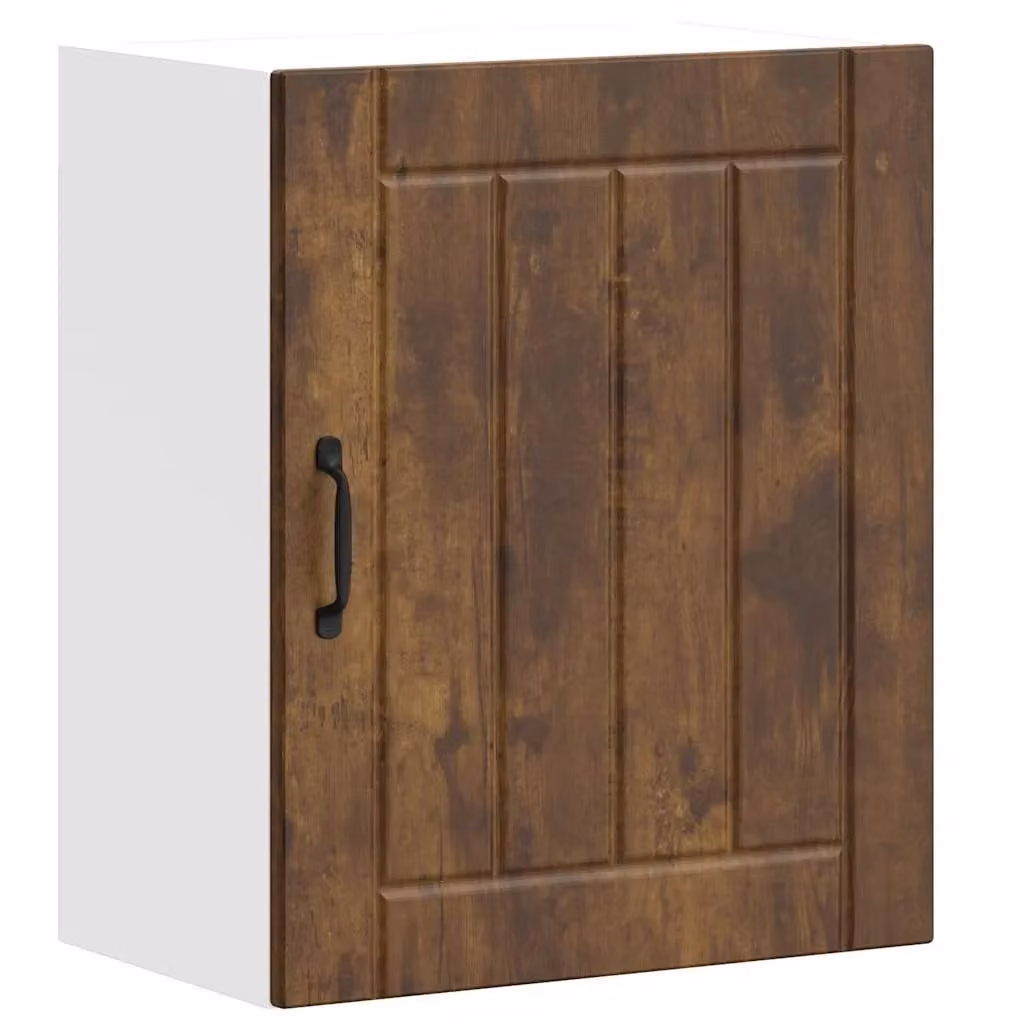 Berkfield Home Lucca Kitchen Wall Cabinet in Smoked Oak Brown with Glass Doors – 1