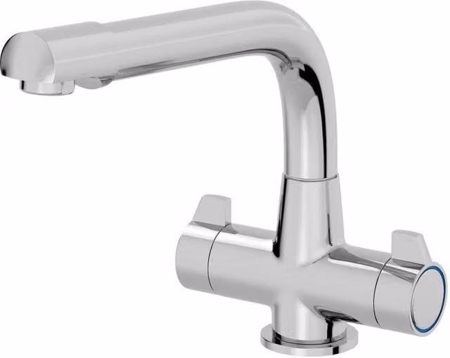Hinsinc Modern Mono Kitchen Sink Mixer Tap with Single Lever and Swivel Spout in Silver Chrome – 1