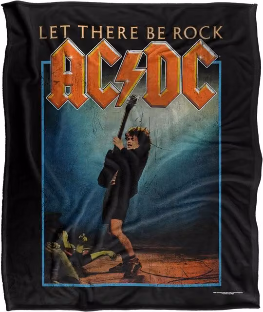 LOGOVISION AC/DC Let There Be Rock Super Soft Fleece Throw Blanket, White, W/D/H: 152 x 127 cm – 6