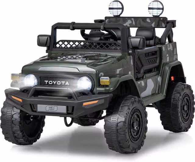 Costway Kids Electric Ride On Toy Truck in Green with Rechargeable Battery and Brake