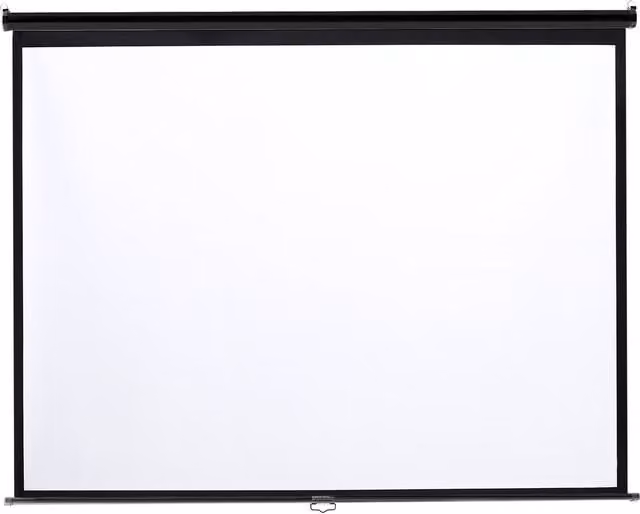Darphe Wall Mounted Manual Pull Down Projector Screen, 4:3 Aspect Ratio, Black and White