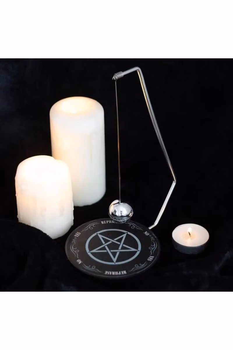 KDMD Gothic Pentagram Pendulum Decision Maker in Silver and Black Metal – 4