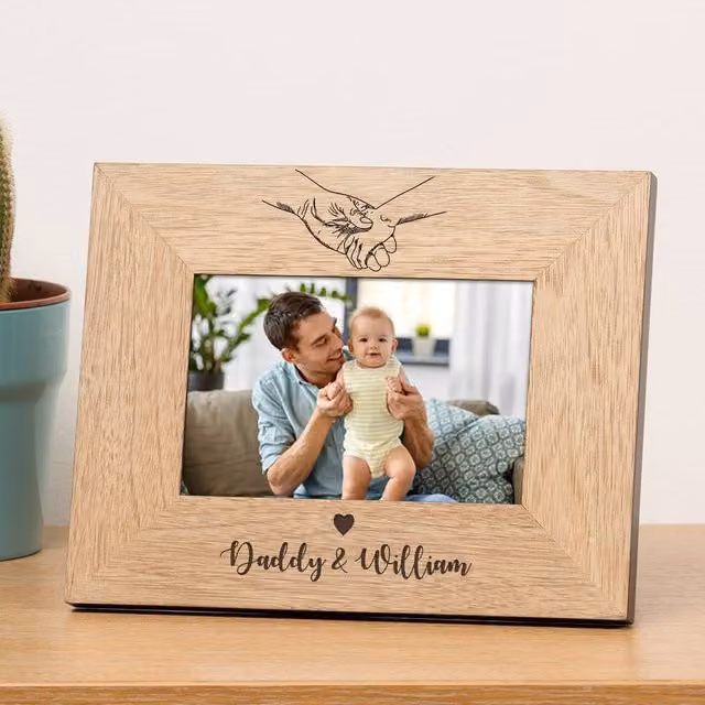 Uniqueful Personalised Holding Hands Wood Picture Frame, Brown, 7 x 5 in