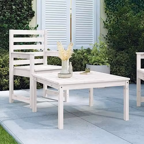 vidaXL White Square Garden Table in Solid Pine Wood W/D/H: 82.5 x 82.5 x 45 cm – 2