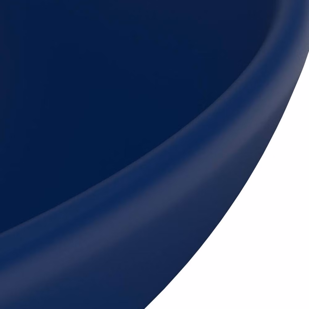 Berkfield Home Luxury Round Ceramic Bathroom Basin in Matt Dark Blue, Diameter: 32.5 cm, Height: 14 cm – 5
