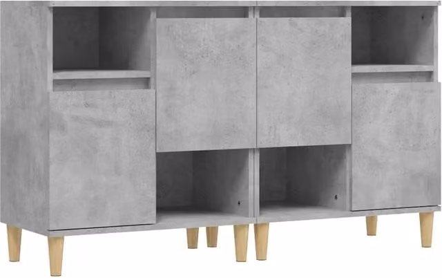 Berkfield Home Set of 2 Sideboards in Concrete Grey, Engineered Wood, W/D/H: 60 x 35 x 70 cm