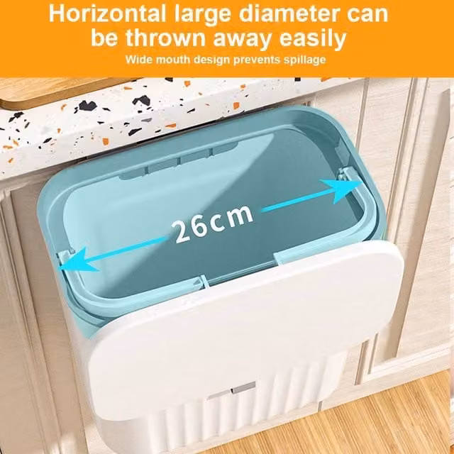 EONLION White 9L Wall Mounted Plastic Kitchen Waste Bin with Flip Lid