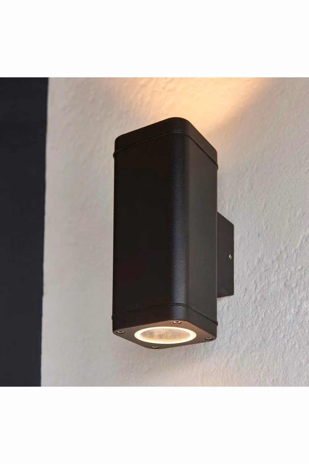 Netlighting Milton Modern Architectural Outdoor Up Down Wall Light in Textured Black Finish with Transparent Glass, IP44 Rated – 2