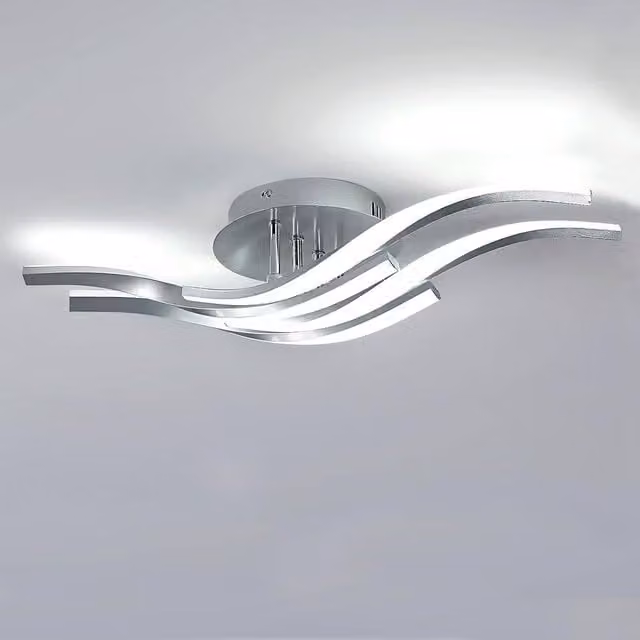 Goeco Modern Wave-shaped LED Ceiling Light in Silver, 32 W, 6500 K – 1