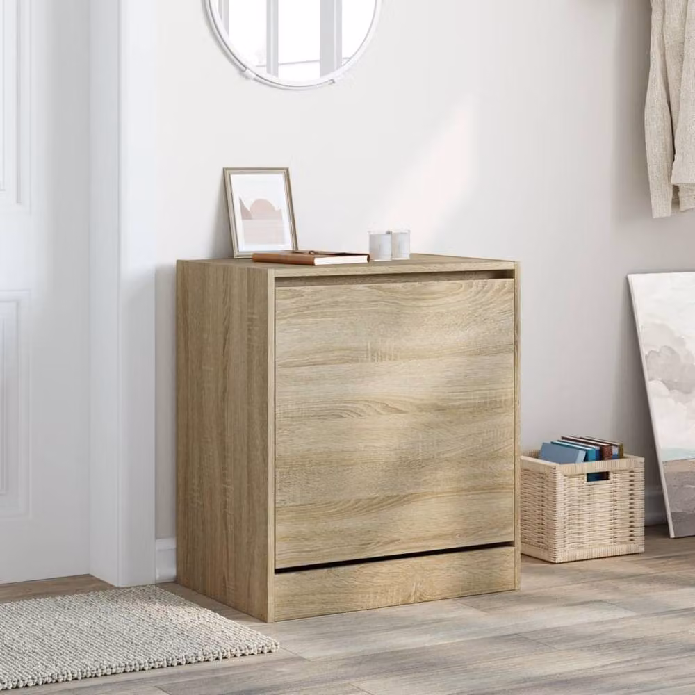 Berkfield Home Sonoma Oak Shoe Cabinet in Beige, W/D/H: 60 x 42 x 69 cm – 2