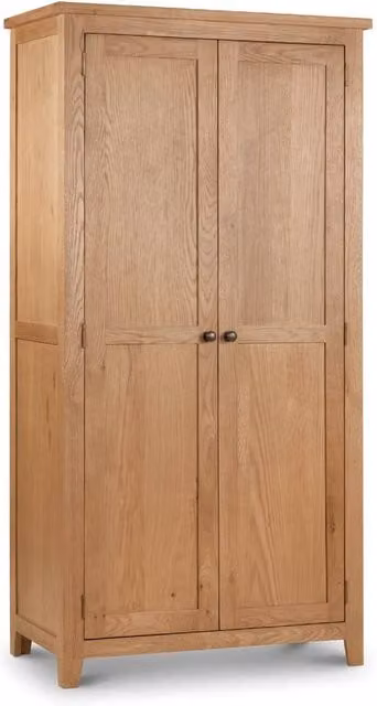 Cheshire Premium Kingsley 2 Door Wardrobe in Waxed Light Oak, H 190 cm x W 97 cm x D 45 cm (approx)