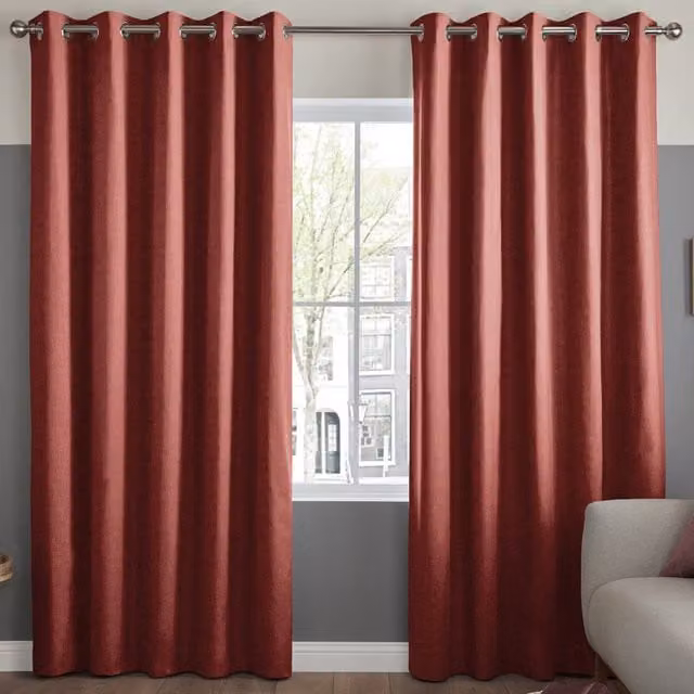 Terrys Positano Made to Measure Blackout Eyelet Fabric Curtain Panel in Red
