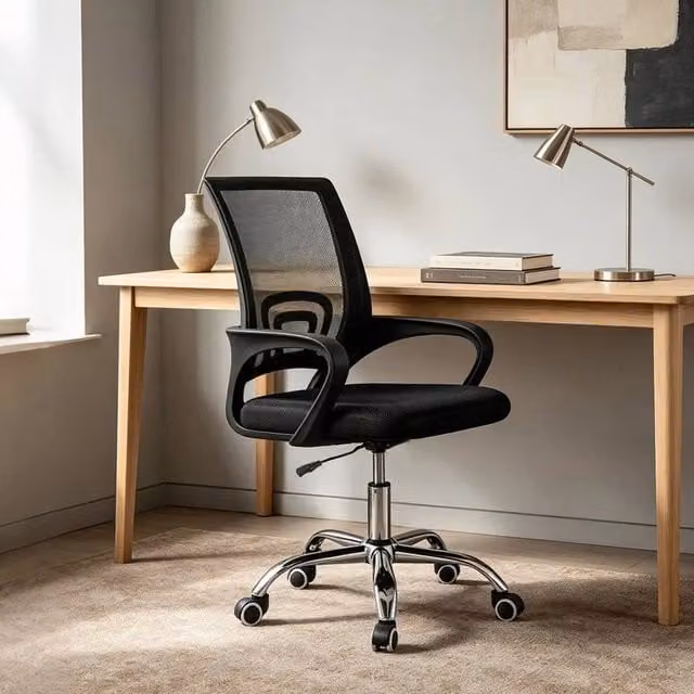 FORGEVIO Ergonomic Office Desk Chair in Black with Armrests – 1