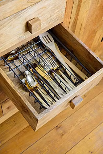 KitchenCraft Living Nostalgia Metal Wire Cutlery Tray with Compartments, W/D/H: 36 x 26.5 x 5 cm, Black – 4