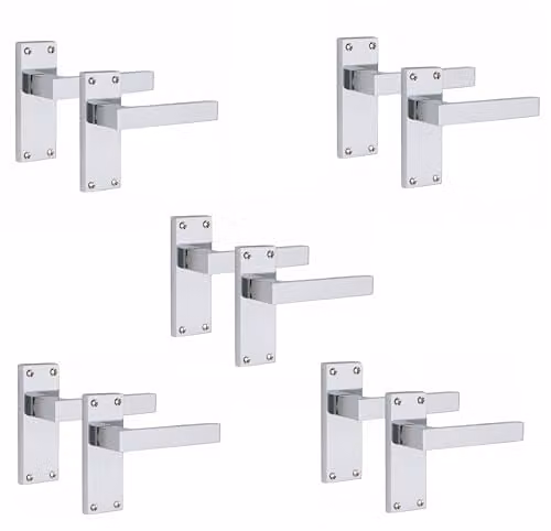 Golden Grace Victorian Delta Latch Door Handles in Polished Chrome, 5 Pairs