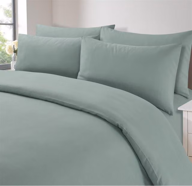 Brentfords Pair of Plain Blue Polyester Housewife Pillowcases with Envelope Closure