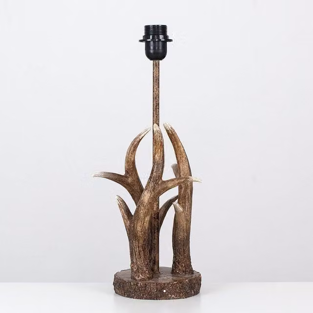 ValueLights Caribou Antler Design Table Lamp Base in Rustic Natural Brown
