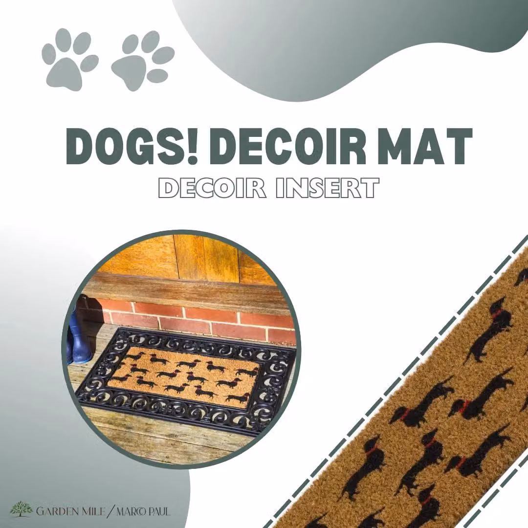 Marco Paul Non Slip Coir Door Mat Insert with Sausage Dog Design in Beige, Diameter: 100 cm – 3