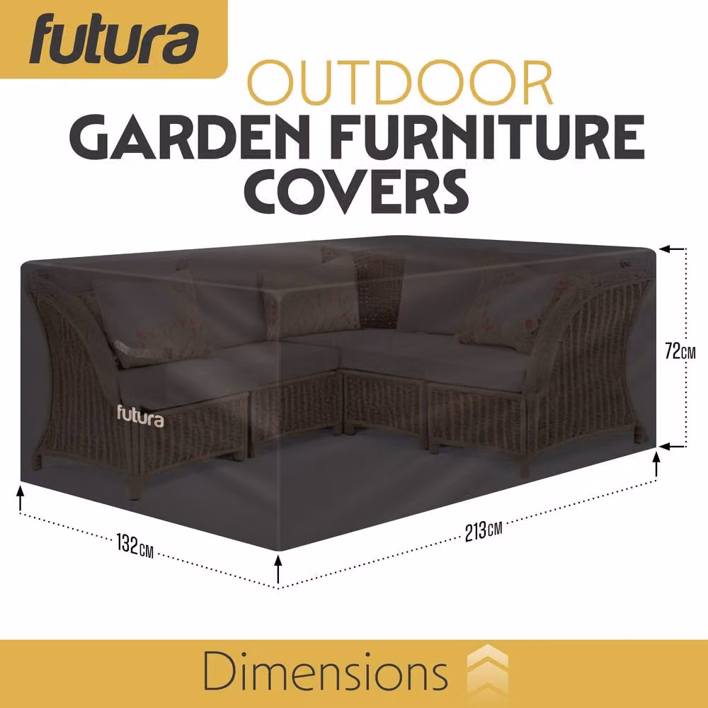 Futura Waterproof Black Polyester Corner Sofa Garden Furniture Cover W/D/H: 213 x 132 x 72 cm – 4