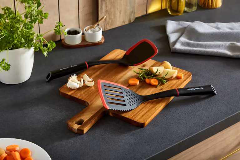 Morphy Richards 10 Piece Non-Stick Silicone Multifunction Utensil Bundle with Hanging Loops in Black