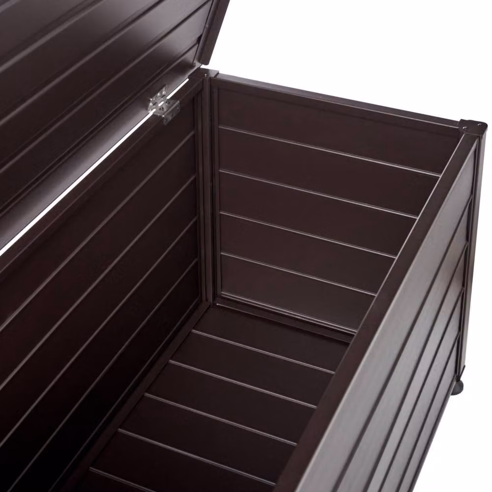 Wyld and Coco Aluminium Garden Storage Box in Dark Brown, Weatherproof Outdoor Metal Storage – 5