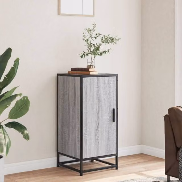 Berkfield Home Grey Sonoma Sideboard in Engineered Wood and Metal, W/D/H: 35.5 x 35 x 76 cm