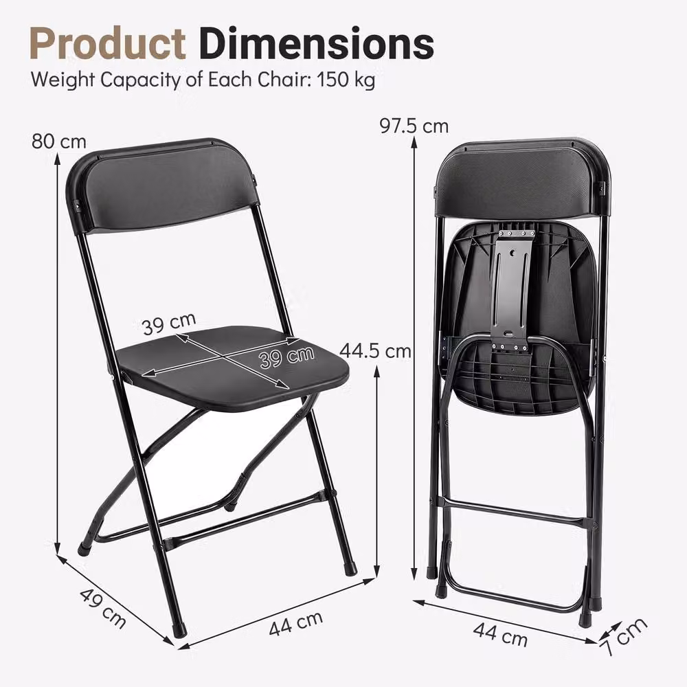 Gymax 4 Pack of Black Metal Folding Chairs – 3