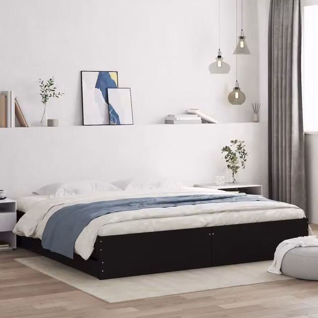 Berkfield Home Modern Bed Frame with Drawers in Black, 160 x 200 cm – 1