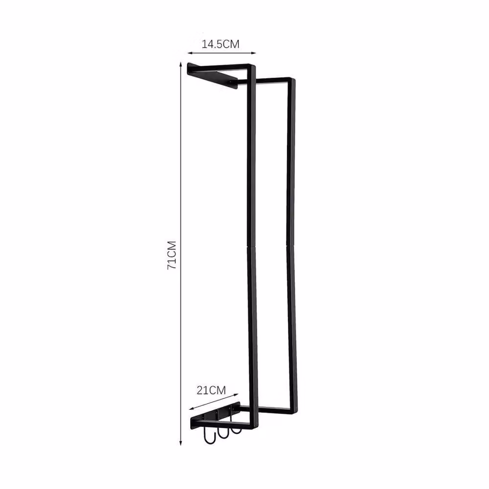EONLION Wall Mounted Metal Towel Holder and Bathroom Storage Shelf in Matt Black – 2