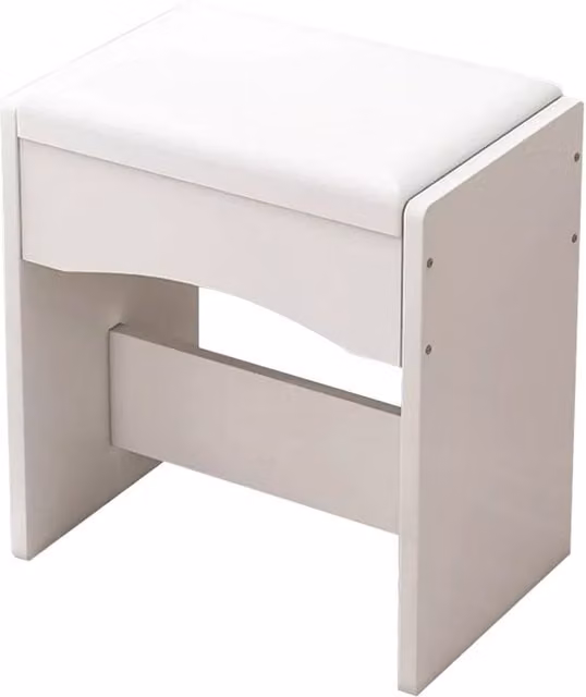 VOGREX Mondeer White Dressing Table Stool with Soft Padded Synthetic Leather Cushion – 1