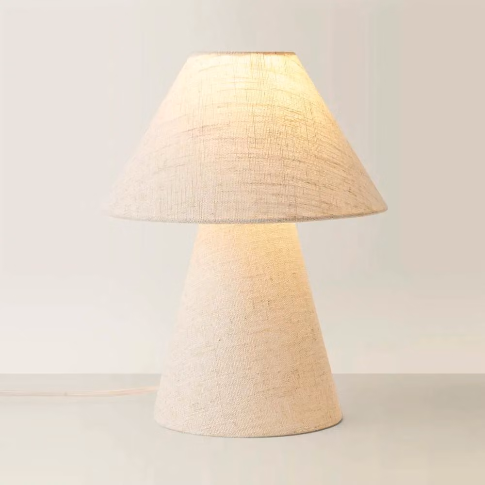 ValueLights Gigi Natural Linen Tapered Table Lamp in Beige with Bulb – 2