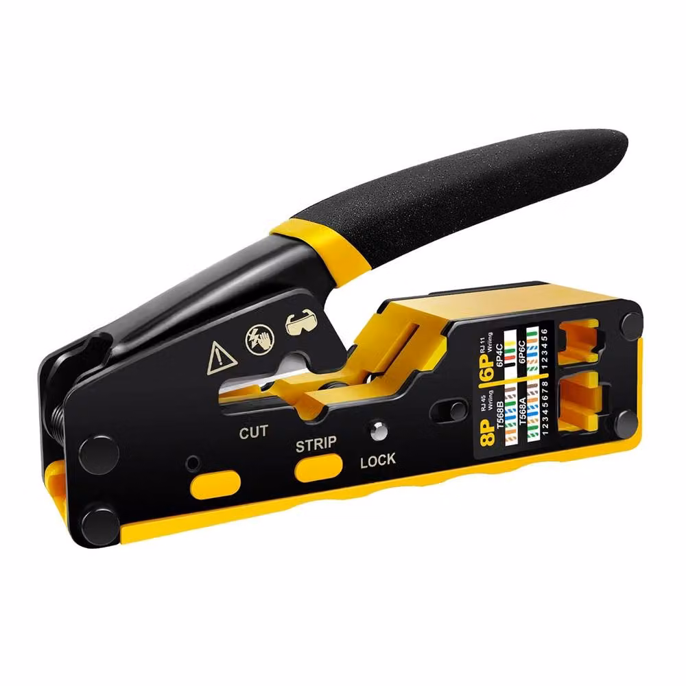 SPETLEK RJ45 Crimp Tool Kit for Pass Through Ethernet Cat6 and Cat5e, Yellow – 4