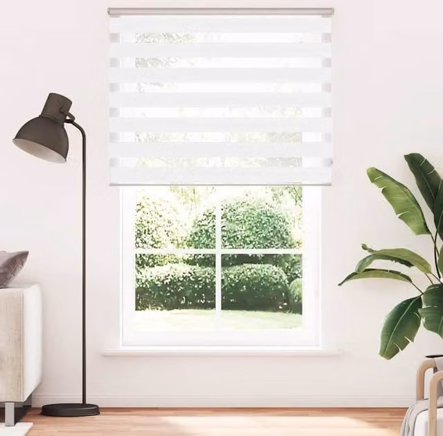 Berkfield Home White Zebra Day and Night Blind, W: 145 cm, H: 230 cm