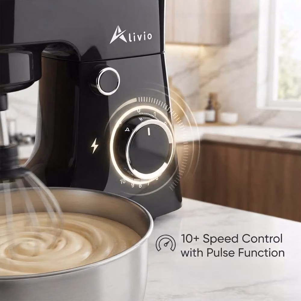 Alivio Heavy-Duty 1500W Multifunction Electric Stand Mixer with 5L Stainless Steel Bowl in Black – 9