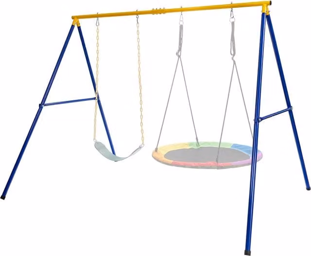 COSTWAY Metal A-Frame Swing Stand in Yellow