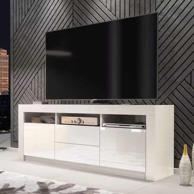 Creative Furniture Modern White High Gloss TV Unit W: 160 cm, H: 60 cm, D: 35 cm – 1