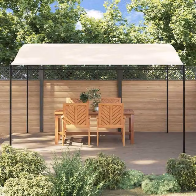 Berkfield Home Regardless Canopy in Beige with Polyester Fabric and Steel Frame, W/D: 4 x 3 m – 1