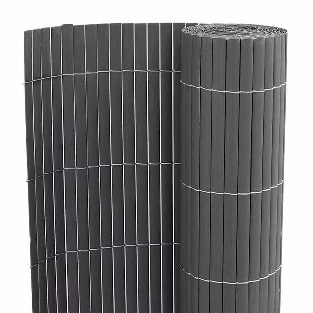 Berkfield Home Durable Double-Sided Grey PVC Garden Fence Strip, H: 180 cm, W: 5 m – 4