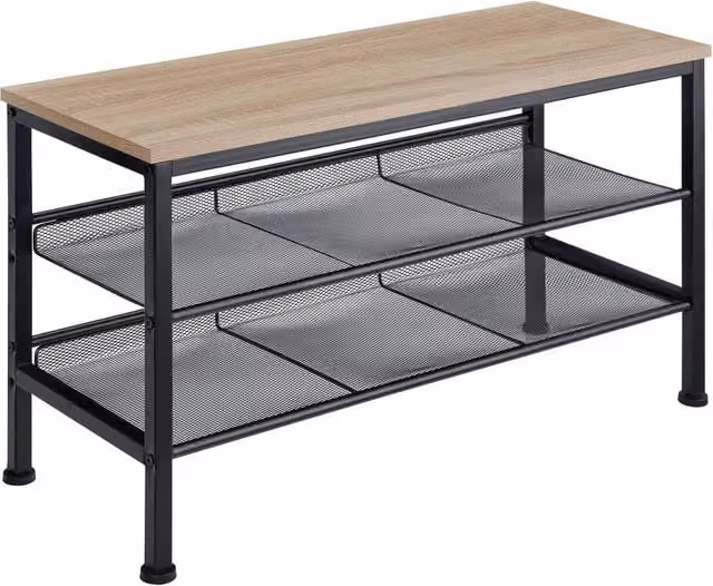 tectake Derry Industrial Style Shoe Rack in Light Oak and Brown