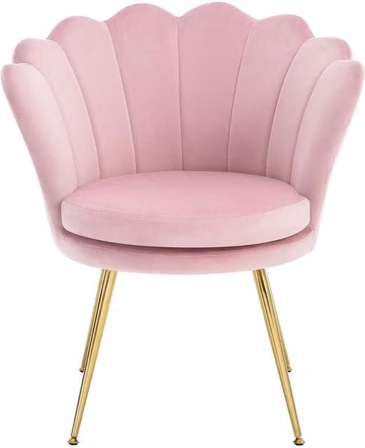 SPETLEK Pink Velvet Armchair with Gold Metal Frame for Living Room or Bedroom