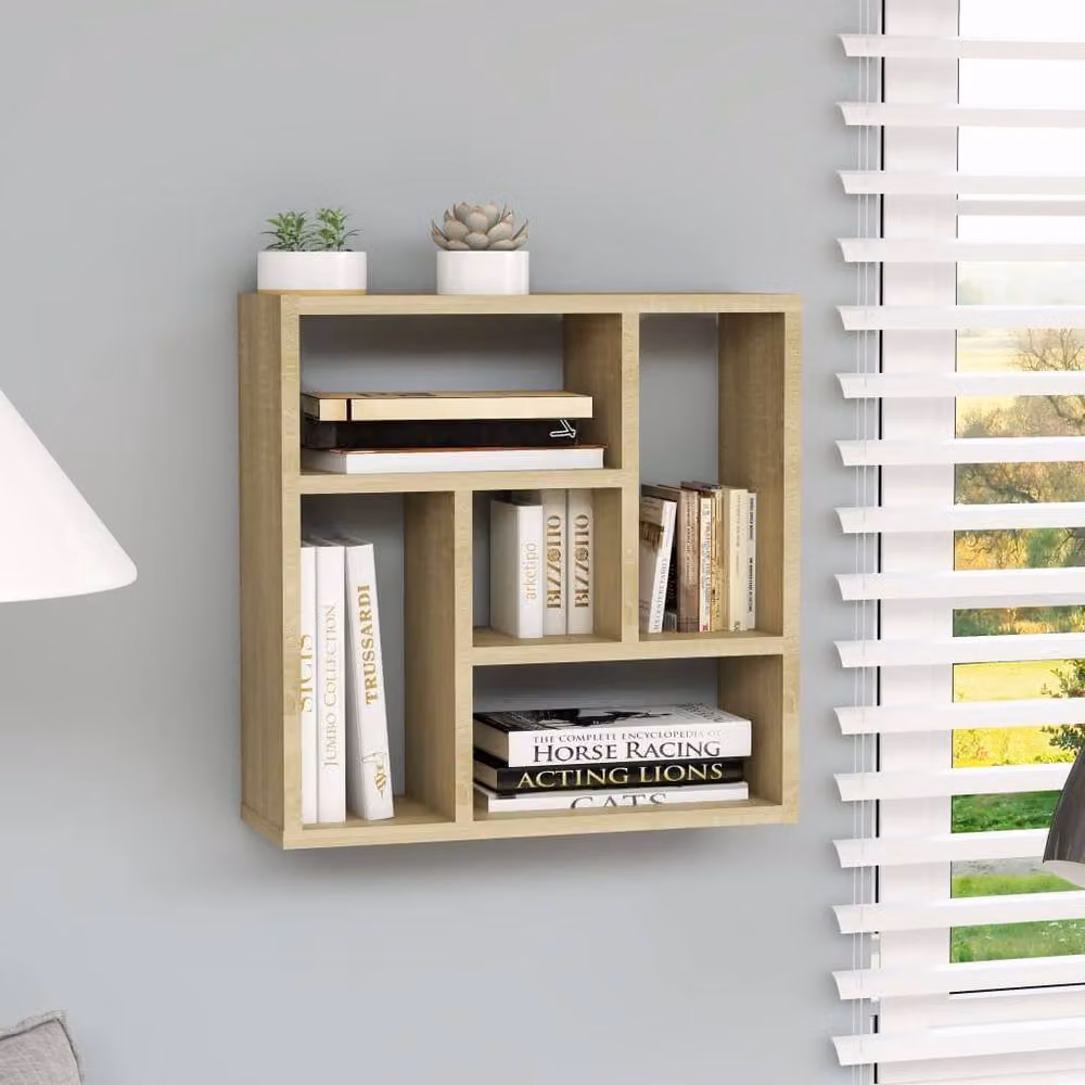 Berkfield Home Wall Mounted Shelf in Sonoma Oak, W/D/H: 45.1 x 16 x 45.1 cm – 2