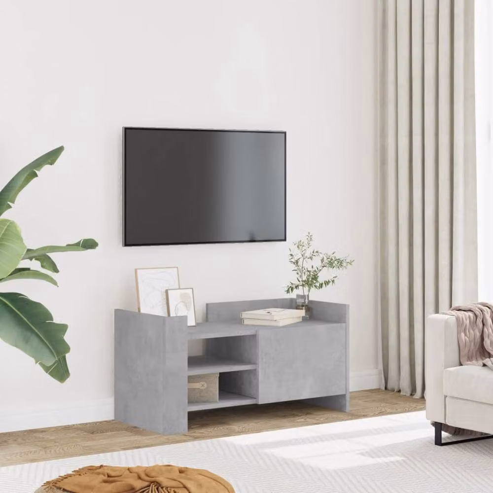 Berkfield Home TV Cabinet in Concrete Grey, W/D/H: 80 x 35 x 40 cm – 2