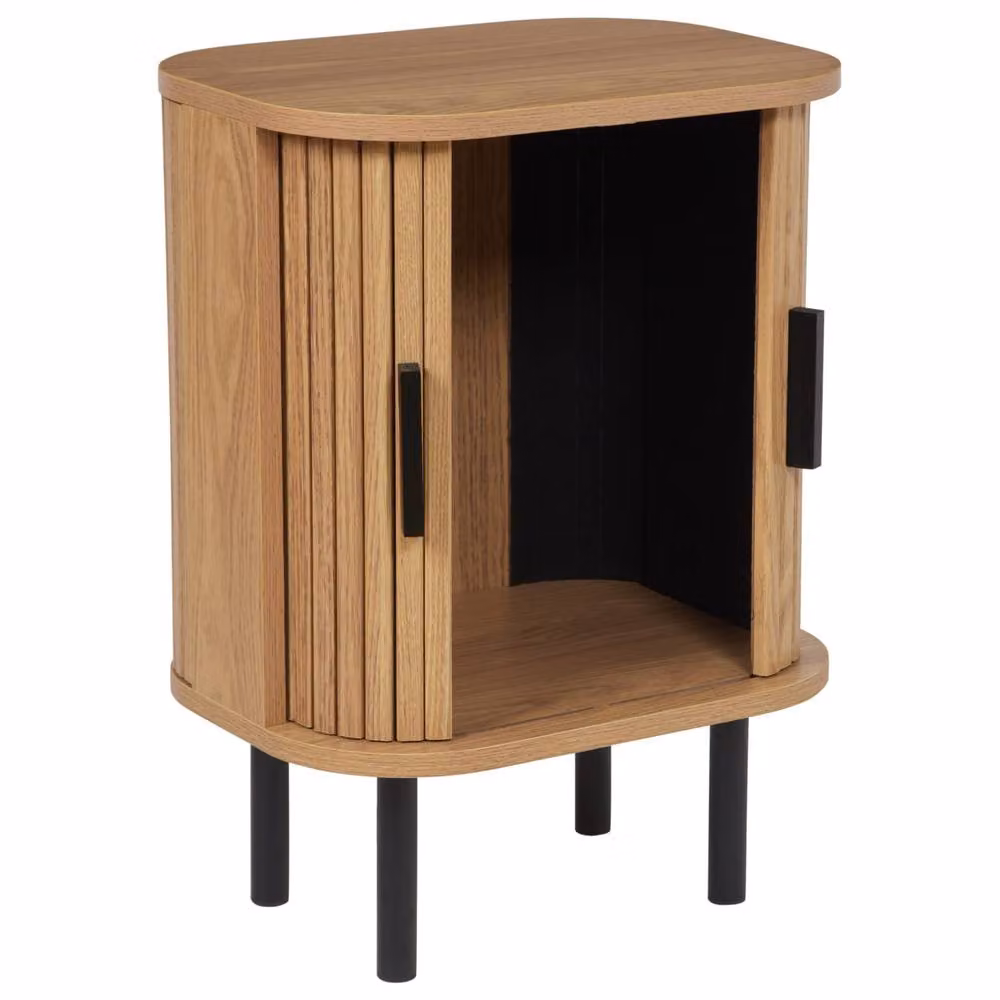 Wyld and Coco Retro Brown Sliding Bedside Cabinet W/D/H: 40 x 30 x 1.0 cm – 4