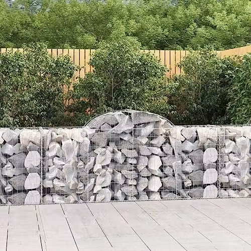 vidaXL Arched Gabion Baskets, 10 Pieces, Silver Galvanised Steel, W: 200 cm, D: 50 cm, H: 80/100 cm – 2