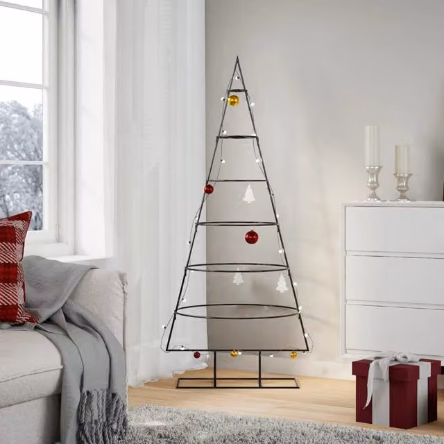 Berkfield Home Modern Metal Christmas Tree in Black, Height: 150 cm